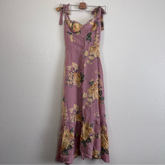Reformation Nikita Floral Midi Dress in Blush Pink Gwenyth Size 0 - Picture 2 of 9